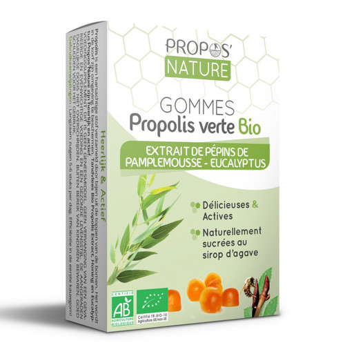 Gommes Propolis verte, Extrait de pépins de Pamplemousse, Eucalyptus - bio