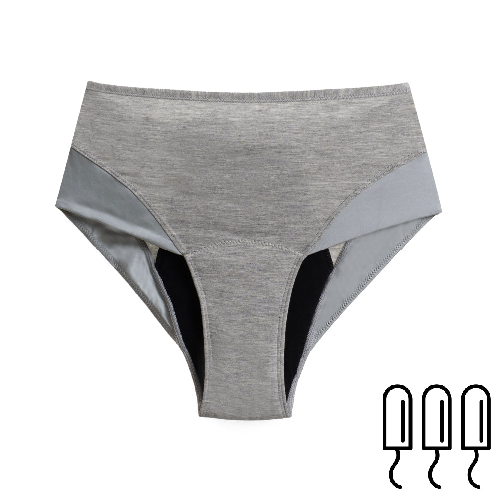 Culotte Menstruelle Taille Haute - Montana - Grise - Taille XL